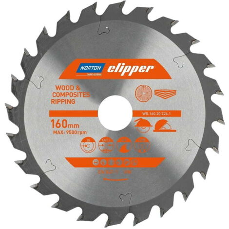Norton piła tarczowa 160mm x 20mm x 24z drewno i kompozyty atb (1,8 / 1,2) (1/2)