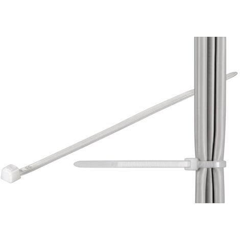 Kabelbinder, wetterfester Nylon, 4,35 mm breit und 275 mm lang, transparent-weiß. (1/2)