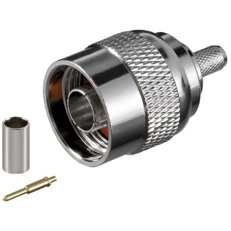 N-Stecker Crimp Ø 5,2 mm, mit vergoldetem Kontakt, für RG 58-Kabel. (1/2)