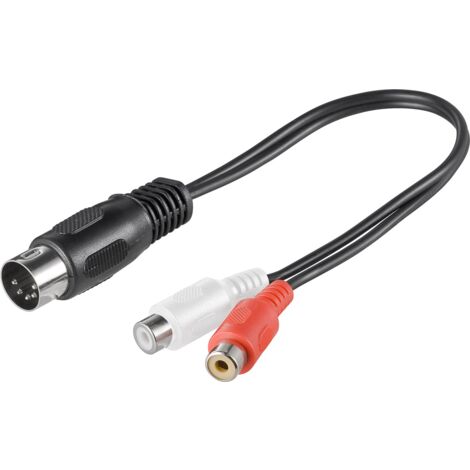 Audio-Kabeladapter, DIN-Stecker zu Stereo-Cinch-Buchse, DIN-Stecker 180° (5-Pin) 2x Cinch-Buchse (Audio links/rechts). Kabellänge 0.2 m