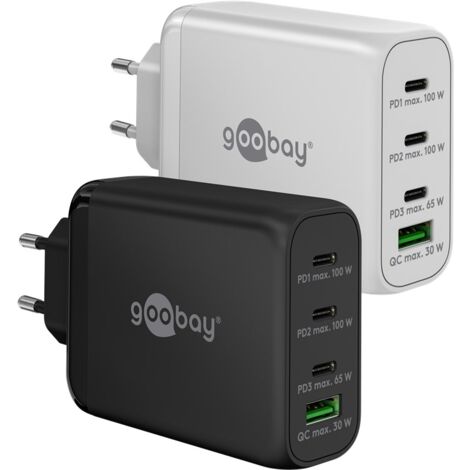 USB-C™ PD GaN Multiport-Schnellladegerät (100 W) schwarz, 3x USB-C™-Anschlüsse (Power Delivery) und 1x USB-A-Anschluss (Quick Charge). Farbversion schwarz (1/5)