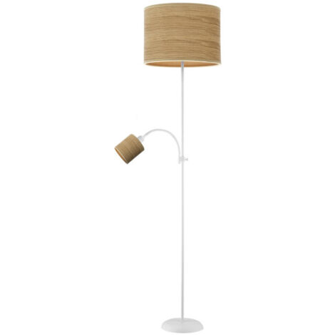 FABRILAMP Boden FABRILAMP Wohnzimmer Armonia 1xe27 1xe14 Weiß-weißes Holz/helles Holz/Lesegerät 155x40x40 Cm
