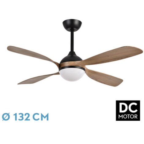 FABRILAMP Ventilator Dc Livorno 30w 3250lm Schwarz/Eiche 132d 4stufig 3000k,4500k,6000k, Fernbedienung+ Timer+ Speicher