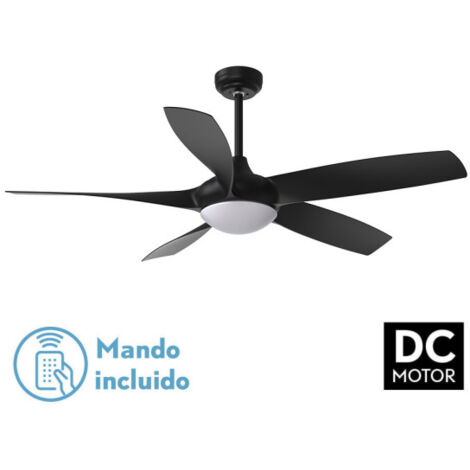 FABRILAMP Ventilator DC 24w Galleo Schwarz 5 Flügel 137d 2400Lm 6 Geschwindigkeiten 3000-4000-6500k / Erdbeben,Speicher und Timer