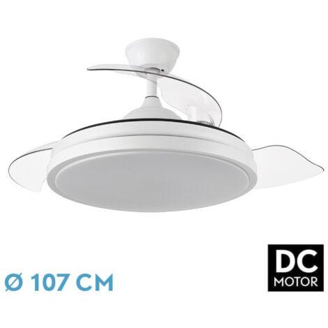 ABRILA TODOLAMPARA Deckenventilator mitLicht LED Gleichstrommotor ESCORPION Weiß Einziehbare Flügel 107D