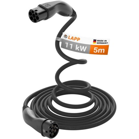 Selbstaufrollendes Ladekabel Typ 2, bis zu 11 kW, 5 m, schwarz, (5555935001) 20 A, 3-phasig, zum Laden von Hybrid- und Elektroautos mit Typ-2-Anschluss. (1/5)