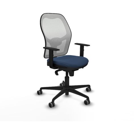 Jorquera sincro malla blanca similpiel azul marino brazos 1D base nailon  ruedas 65mm engomada (1/5)