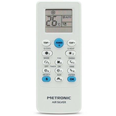 Metronic 495348 - Fernbedienung Universal für Klimaanlagen, Fernbedienung Universal Klimaanlage automatische Suche oder nach Modell, Timer, 5 Modi ofBetrieb, White