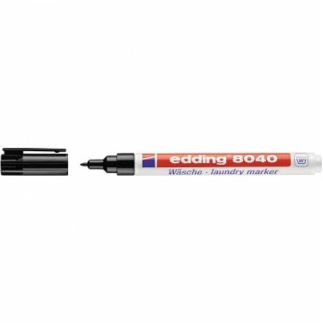 Edding Textil Permanentmarker 8040 – Rundspitze 1mm – Wasch- und kochfest – Geruchsarme Tinte schwarz (1/5)