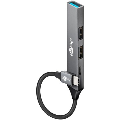 Slim 4-Port USB-Hub, USB-C™ auf USB-C™/USB-A, 5 Gbit/s, USB-C™-Stecker 1x USB-A-Buchse (USB 3.2), 1x USB-C™-Buchse (USB 2.0), 2x USB-A-Buchse (USB 2.0). (1/5)