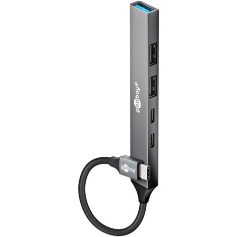 Slim 5-Port USB-Hub, USB-C™ auf USB-C™/USB-A, 5 Gbit/s, USB-C™-Stecker (USB 3.2) 1x USB-C™-Buchse (USB 2.0), 1x USB-C™-Buchse (PD), 1x USB-A-Buchse (USB 3.2), 2x USB-A-Buchse (USB 2.0). (1/5)