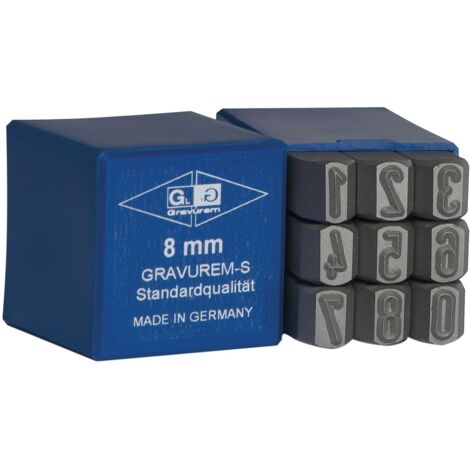 Schlagzahlen Stanzset DIN1451 Zahlenstanzer Schlagstempel 0-9 Schrifthöhe 12 mm