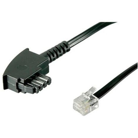 Telefonkabel (Universal Pinout), schwarz, Kupferkaschierter Aluminiumleiter (CCA), TAE-F-Stecker (2-adrig)  RJ11-Stecker (6P4C) (4-adrig). Kabellänge 3 m (1/5)