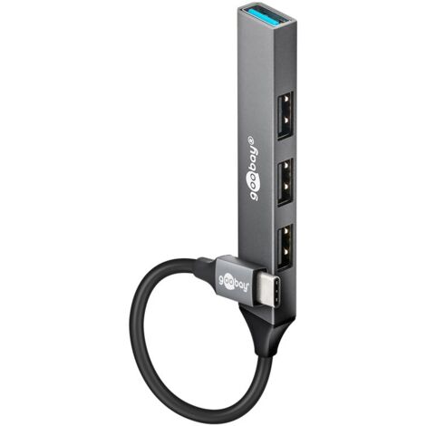 Slim 4-Port USB-Hub, USB-C™ auf USB-A, 5 Gbit/s, USB-C™-Stecker (USB 3.2) 1x USB-A-Buchse (USB 3.2), 3x USB-A-Buchse (USB 2.0). (1/5)
