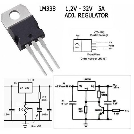 LM338T Integrierter Schaltkreis-Regler 1,2-37V 5Amp TO220