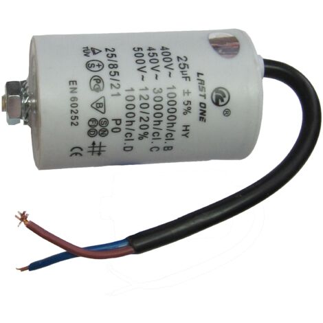 Kondensator Arbeitsmotor-Kondensator 14uF 450Vac 42x70mm Klemmen KABEL