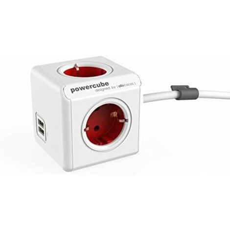 Allocacoc PowerCube Extended USB Rot und Weiß 1,5 m (1/4)