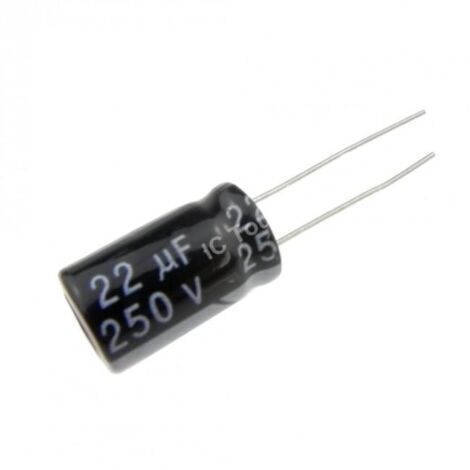 Elektrolytkondensator 22uF 250Vdc Größe 10x20mm Radial (1/2)
