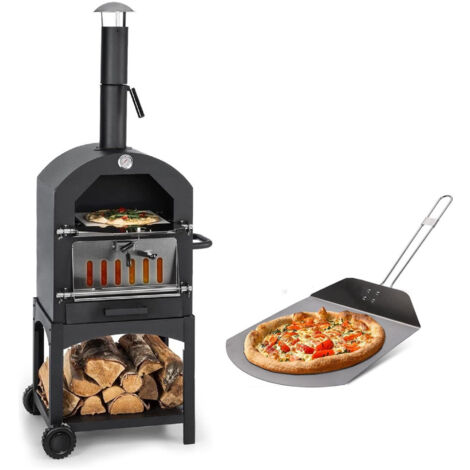 Holzkohlegrill mit Steinofen 44,5 x 65 x 158 cm