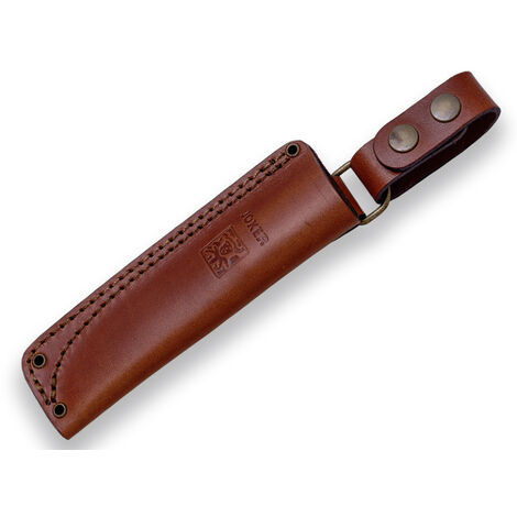 Joker Häutungsmesser Cebra CR39 – 11,5 Cm MOVA-Klinge, Roter Holzgriff, Braune Lederscheide, Full Tang, Für Jagd, Camping & Outdoor