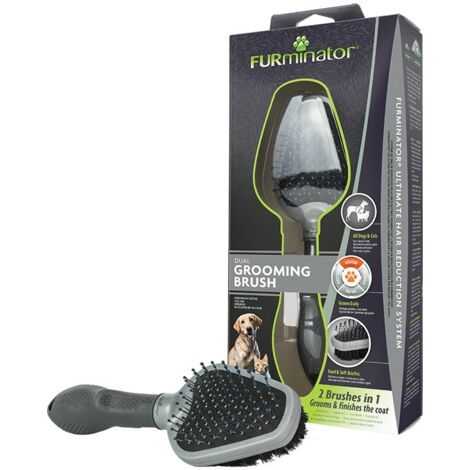 Furminator Doppelpinsel für Hunde und Katzen – Metall- und Kunststoffborsten – Ergonomischer Griff – Für tägliche Pflege (1/5)