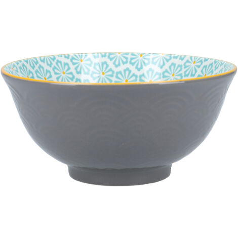 KitchenCraft ECMKCBOWL36SET - Set de Keramikschalen de mit Wellen und Blumen im japanischen Stil dede