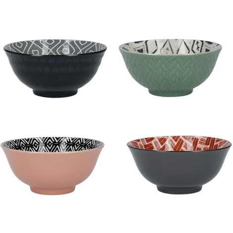 KitchenCraft Set de 4 Schalen de Müsli de Keramik in Box de Geschenk, Schalen für Eiscreme, Suppe und andere, Design "Designed for Life" 15 cm