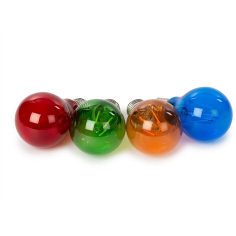 LED-Glühbirnen-Set - a60 - farbiges Glas - 4 Stück. - rot - grün - blau - orange (1/5)