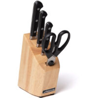 OPERA KITCHEN SET - Organisiert in einem gummierten Holzblock. Dieses Küchenset besteht aus drei Messern der Serie Opera und einer Küchenschere.