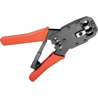 Crimpzange für Modularstecker, kompakte Ausführung, zum Crimpen von 4-, 6-, 8- und 10-poligen Westernsteckern vom Typ RJ10, RJ11, RJ12 und RJ45 sowie DEC.