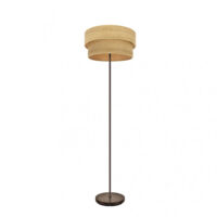 FABRILAMP Brauner Wohnzimmerboden mit doppeltem Holzlampenschirm Smile