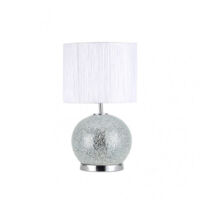 Redwood glas tischlampe 1xe27+led 5w 4000k 2 an/aus 50x30x30 cm mosaik spiegel/chrom m/hose weiss