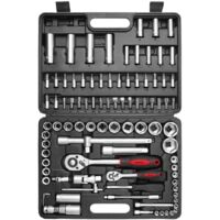 Casals - Kofferset de Schraubenschlüssel-Set de 94 Teile Chrom-Vanadium-Stahl Kit de Ratschen 1/4 (6,3mm), 1/2 (12,5mm) Steckschlüssel 4-32mm 12 Zündkerzenschlüssel 30 Schraubendreherbits 5 Verlä