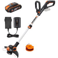 WORX WG163E.2 - Akku-Trimmer (20 V, 2,0 Ah, Powershare, 2-in-1 Trimmer und Rasentrimmer, 90° drehbarer Schneidkopf, Teleskopstiel)