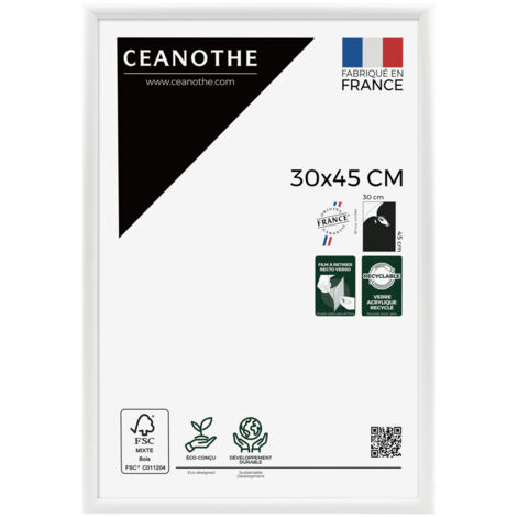 Cadre photo 30x45 cm en résine recyclée – Verre acrylique incassable – Léger et 100% recyclable – Fabrication éco-responsable – Ceanothe