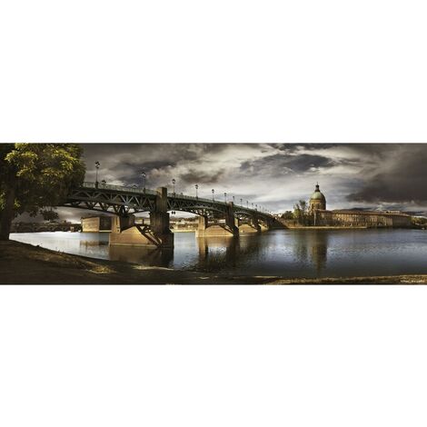 Tableau sur toile pont Saint-Pierre Toulouse 45x135 cm - Impression sur Toile Murale Décorative - Image imprimée en HD sur Toile - Toile sur Châssis en Bois FSC - Fabriqué en France (1/4)