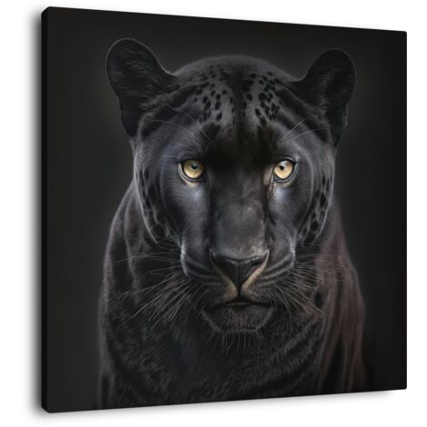 Tableau sur toile portrait panthère 45x45 cm - Impression sur Toile Murale Décorative - Image imprimée en HD sur Toile - Toile sur Châssis en Bois FSC - Fabriqué en France