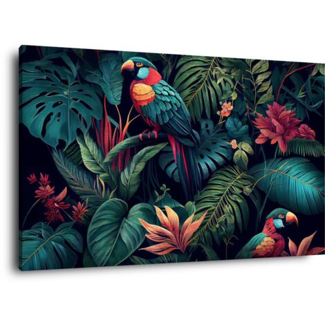 Tableau sur toile perroquets 30x45 cm - Impression sur Toile Murale Décorative - Image imprimée en HD sur Toile - Toile sur Châssis en Bois FSC - Fabriqué en France