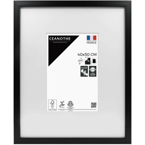 Cadre Photo Noir 40x50 cm et 50x40 cm - Convient au A3 – Baguette fine et minimaliste - Cadre Photo Wild en Résine recyclée, Fabriqué en France - Verre acrylique Incassable