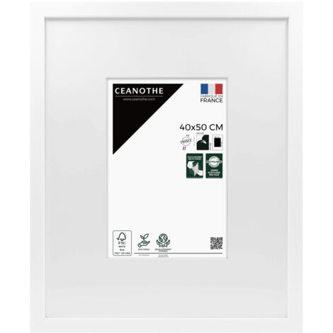 Cadre Photo Blanc 40x50 cm et 50x40 cm - Convient au A3 – Baguette fine et minimaliste - Cadre Photo Wild en Résine recyclée, Fabriqué en France - Verre acrylique Incassable (1/5)