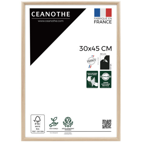 Cadre photo en résine recyclée 30x45 cm – Verre acrylique incassable – Finition mate – Fabriqué en France – Ceanothe