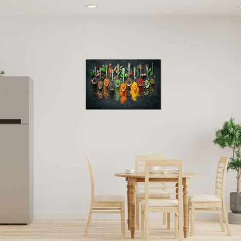 Tableau Cuillères Épices Sur Verre 45x65cm - Impression HD, Fabriqué En France