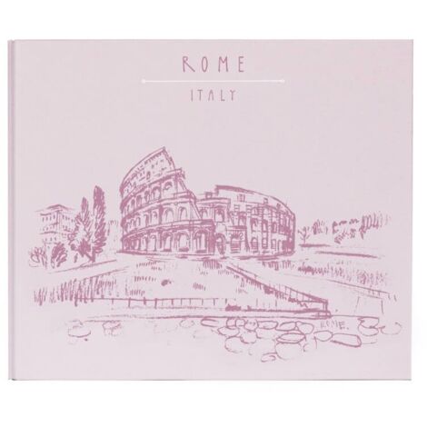Album Photo 120 photos – Album Photo Traditionnel Voyage – Album Photo Rose clair de 60 Pages blanches– Album Photo Escapade à Rome – Fabriqué en France