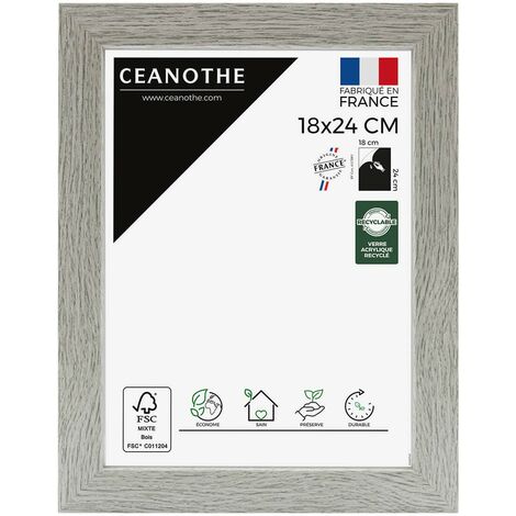 Cadre Photo Bois Grisé 18x24 cm et 24x18 cm – Convient au A5 - Cadre Bois Gris – Cadre Photo Australe en Bois Reconstitué FSC - Fabriqué en France - Verre acrylique Incassable (1/5)