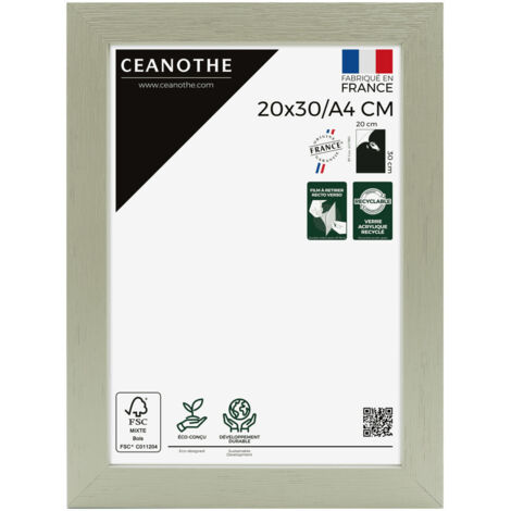 Cadre Photo Vert clair 20x30 cm et 30x20 cm - Cadre Photo Bois FSC - Convient au Format A4 – Fabriqué en France – Cadre Photo Karma Vert clair - Verre acrylique Incassable (1/5)