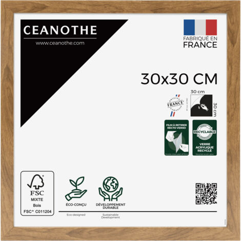 Cadre Photo Marron 30x30 cm et 30x30 cm - Convient au A4 – Fabriqué en France - Cadre Precious Marron 30x30 cm - Cadre photo en Résine recyclée - Verre acrylique Incassable