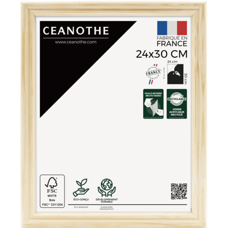 Cadre Photo Bois Brut 24x30 cm et 30x24 cm - Cadre Photo Bois Naturel FSC – Convient au A4 – Fabriqué en France – Cadre Photo Circée Authentic 24x30 cm - Verre acrylique Incassable (1/5)
