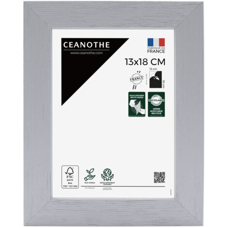 Cadre Photo Gris 13x18 cm et 18x13 cm - Cadre Photo Bois FSC - Convient au Format A6 et Carte Postale  – Fabriqué en France – Cadre Photo Karma Gris - Verre acrylique Incassable (1/5)