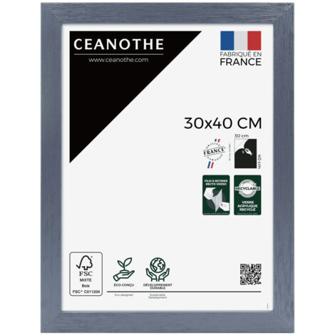 Cadre Photo Bleu 30x40 cm et 40x30 cm - Cadre Photo Bois FSC - Convient au Format A4 – Fabriqué en France – Cadre Photo Karma Bleu - Verre acrylique Incassable (1/5)
