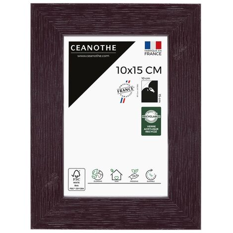 Cadre Photo Violet 10x15 cm et 15x10 cm - Cadre Photo Bois FSC - Convient au Format A6 et Carte Postale  – Fabriqué en France – Cadre Photo Tutti Frutti Violet - Verre acrylique Incassable Recyclé